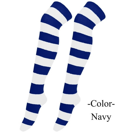 

Miayilima 1 Pair Christmas High Long Stockings For Womens Over Knee Socks Christmas Party Socks Knee High Long Striped Stocking Socks