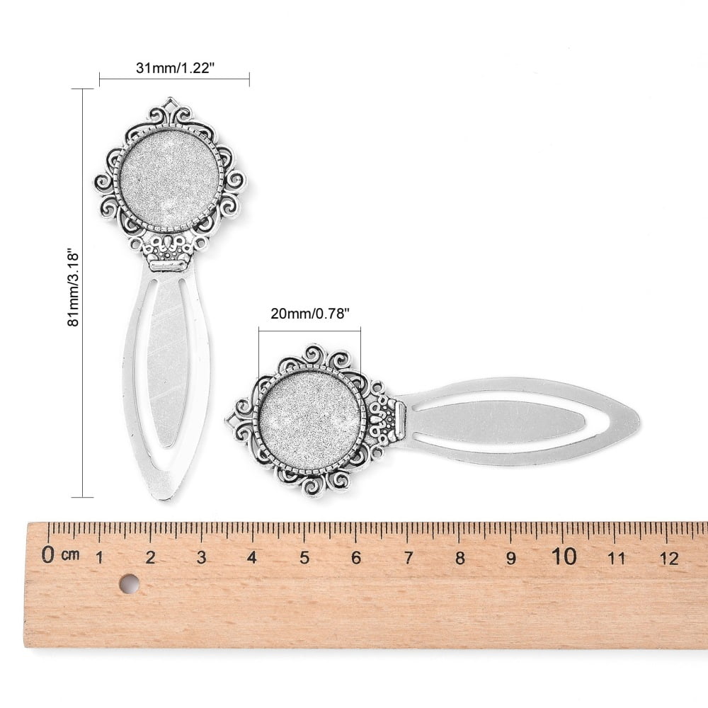 100pcs style Bookmark Cabochon Settings Cadmium Free & Lead Free Silver Tray: 20mm 81x31x4mm