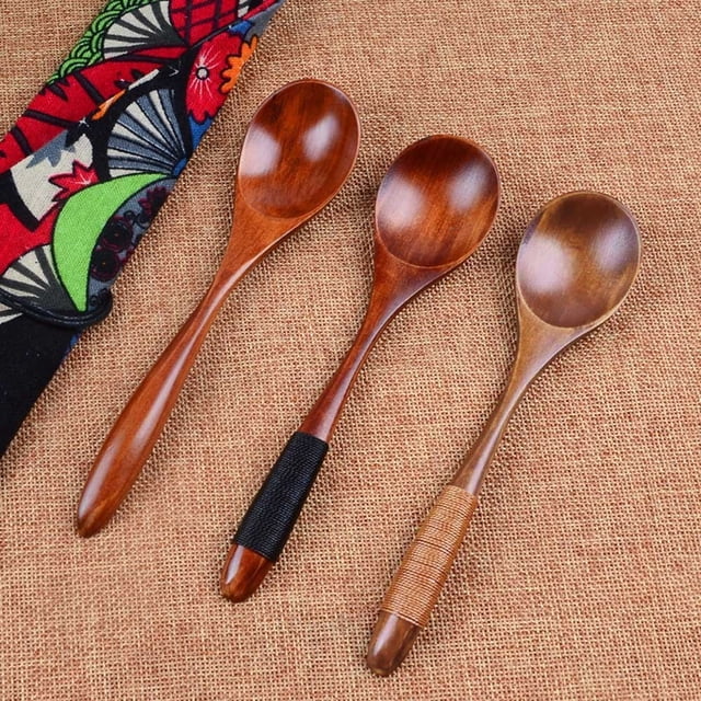 Fiudx Juego de Cucharas de Madera, Utensilios de Cocina Duraderos, Material Ecológico, Perfecto para Postres, Helados o Sopas, Herramienta de Cocina Multiusos, Ideal para Regalar, Tamaño 17 X 4 X 1 C