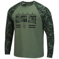 thumbnail image 2 of Men's Colosseum Olive/Camo Oklahoma State Cowboys OHT Military Appreciation Slim-Fit Raglan Long Sleeve T-Shirt, 2 of 4