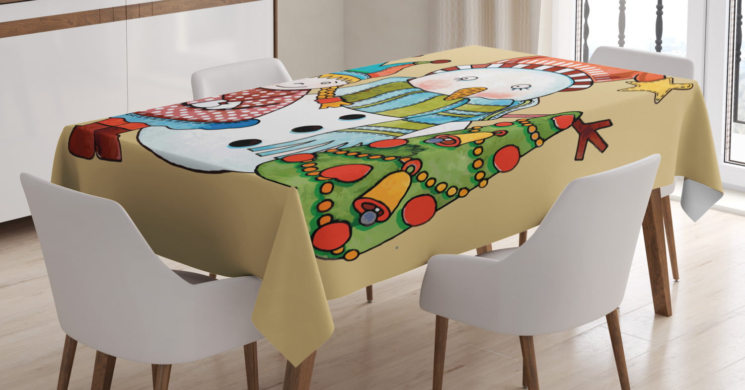 INTERESTPRINT Cute Santa Claus Rectangular Tablecloth Easy Care Dinning Table 60 x 84