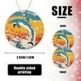 thumbnail image 2 of Funny Christmas Ornament,Expressive - Color Marine - Creature Illustration,Xmas Round Ceramic Pendant, 2 of 6