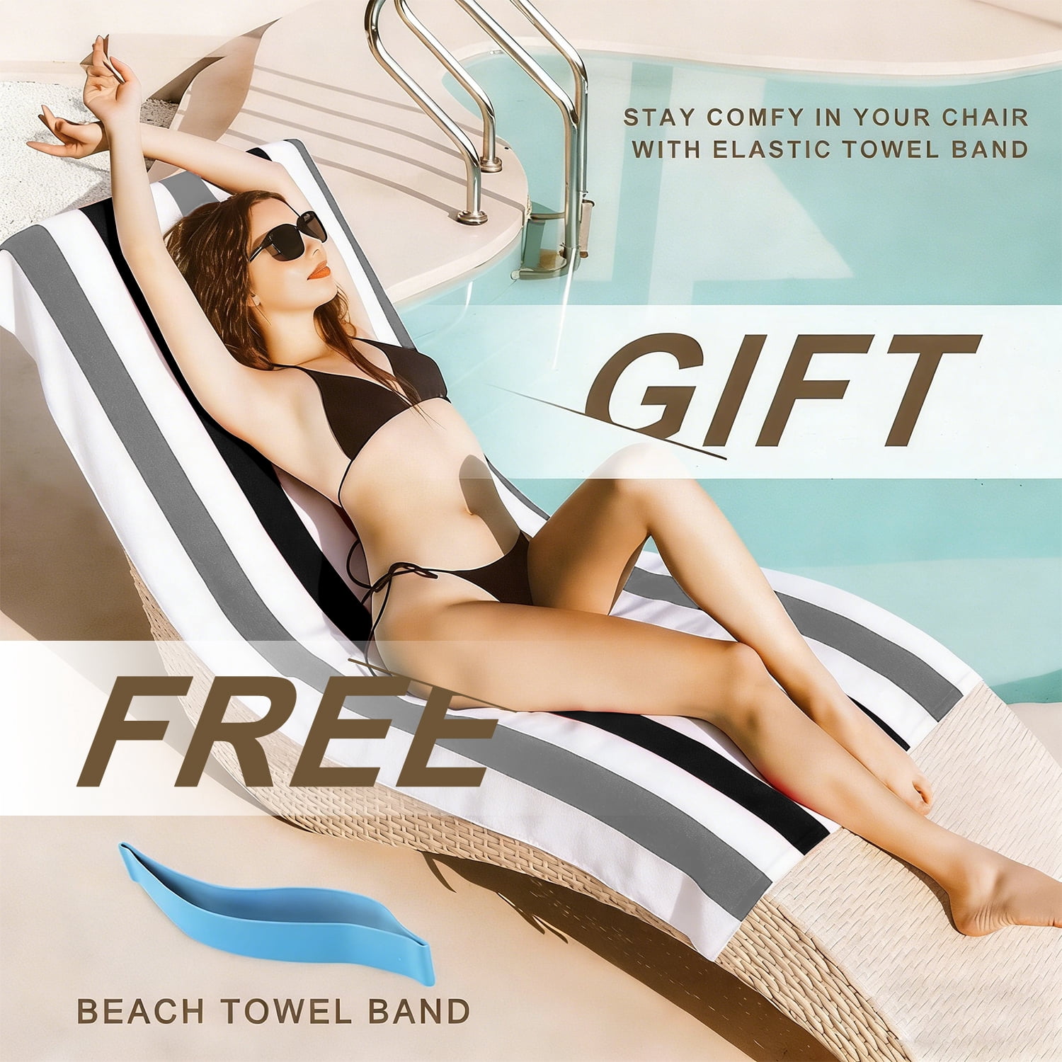 Beartech 4 Pieces Beach Towel Set,30x60 inches Striped Beach Towels Soft Camping Travel Towels, Lightweight Quick Dry Pool Towels for Beach Shower Towels Swim Towels Absorbent for Adults