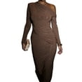 thumbnail image 2 of Women'S Dress Fall Winter French Long Sleeve Slim Fit Maxi Dress Formal for Women Brown L, 2 of 7