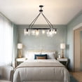 thumbnail image 4 of Black Chandelier,8 Light Farmhouse Chandeliers for Dining Room Light Fixtures Over Table,Industrial Hanging Lighting with Elliptical halo for Living Room Kitchen Island Bathroom Entryway Bedroom, 4 of 7