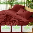thumbnail image 3 of Sonoro Kate Luxury Bamboo Bed Sheet Set - Deep Pockets - 4 Piece, Full, Burgundy, 3 of 7