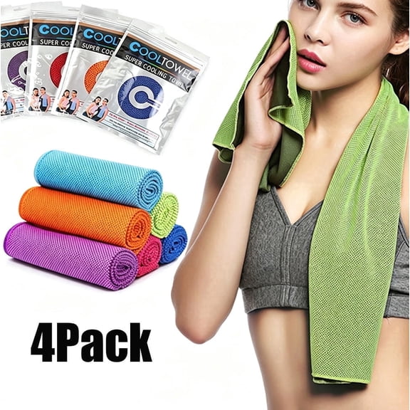 4 Pack Cooling Towels(40"x12"), Individual Wrapped Quick Dry Super Ice Cold Sports Towels, Soft Breathable Cooling Towel for Outdoor Sports, Gym, Workout, Camping, Travel