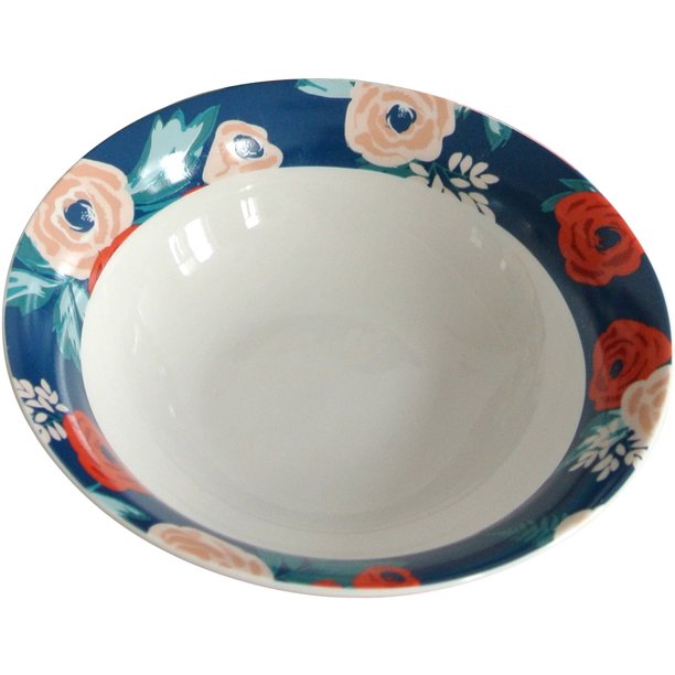 Mainstays Navy Floral 4Pack Stoneware Bowls