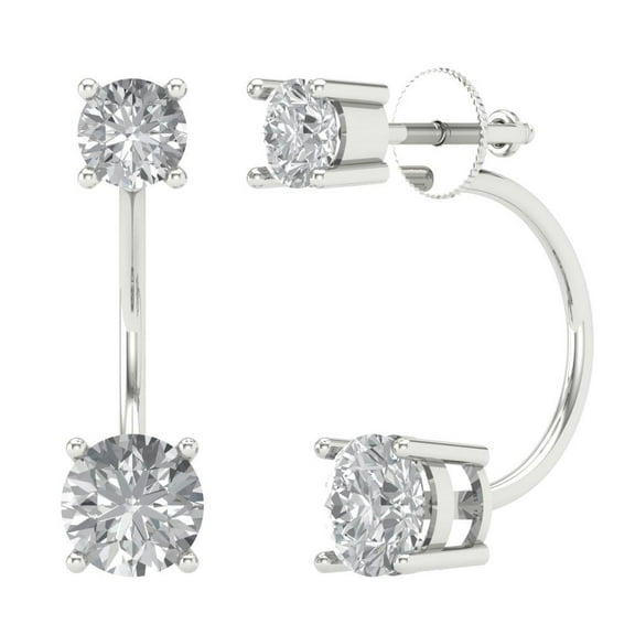 3 ct Screw-Back Stud Earrings for Women | 6.5mm Round Cut Moissanite | 18K White Gold