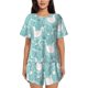 thumbnail image 1 of Balery Swan And Flowers4 Conjunto de Pijama para Mujer con Estampado, Dos Piezas de Manga Corta y Shorts, Ropa de Dormir Suave con Cuello Redondo y Bolsillos-Medium, 1 of 6
