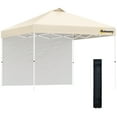 thumbnail image 2 of Outsunny 10' x 10' Pop-Up Canopy Tent with 1 Removable Sidewall, Commercial Instant Sun Shelter, Tents for Parties with Wheeled Carry Bag for Outdoor, Garden, Patio, Beige, 2 of 9