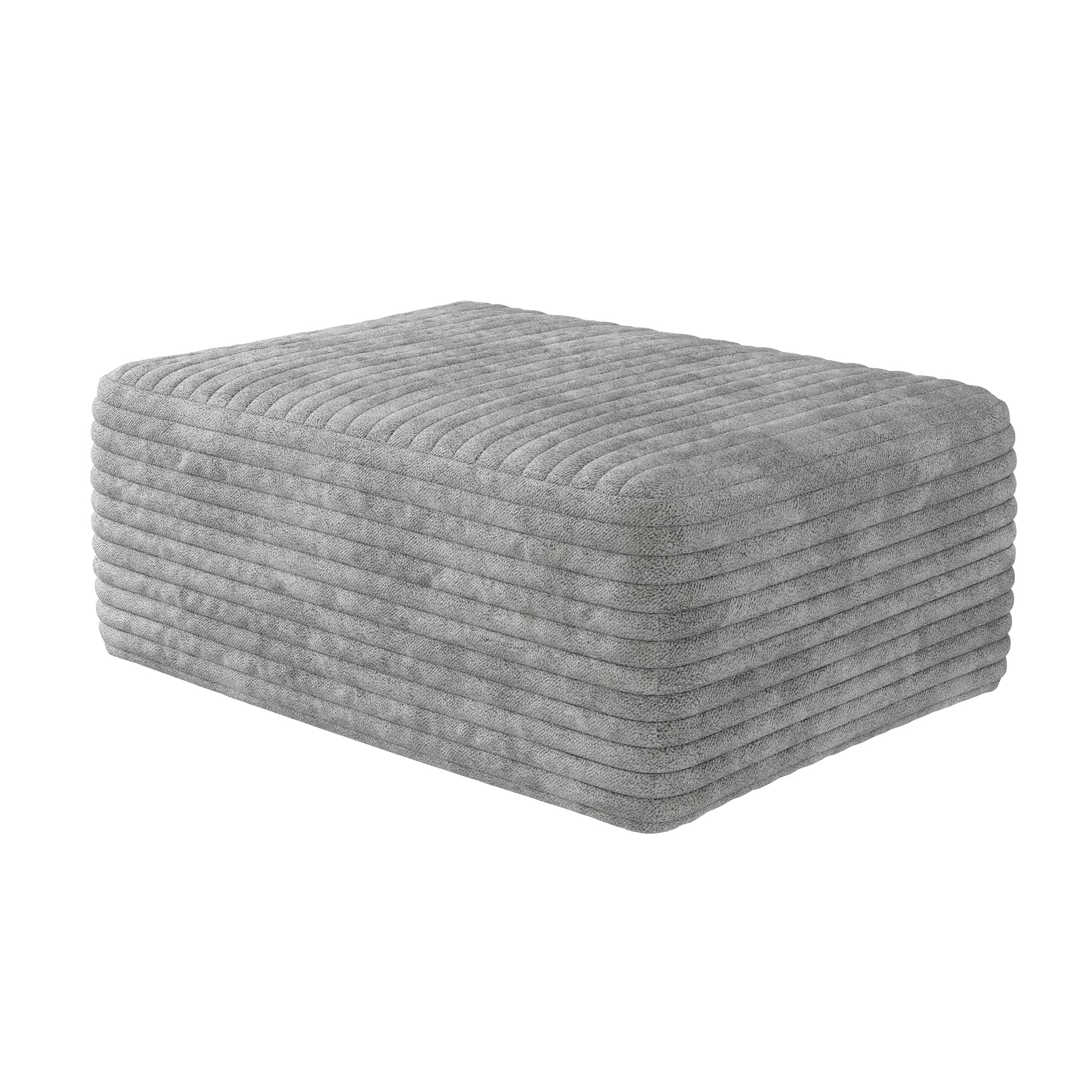 Sailvan Ottoman, Foot Stool Sofa Ottoman for Living Room & Bedroom, No Assembly Required, Plush Corduroy Fabric, Light Gray