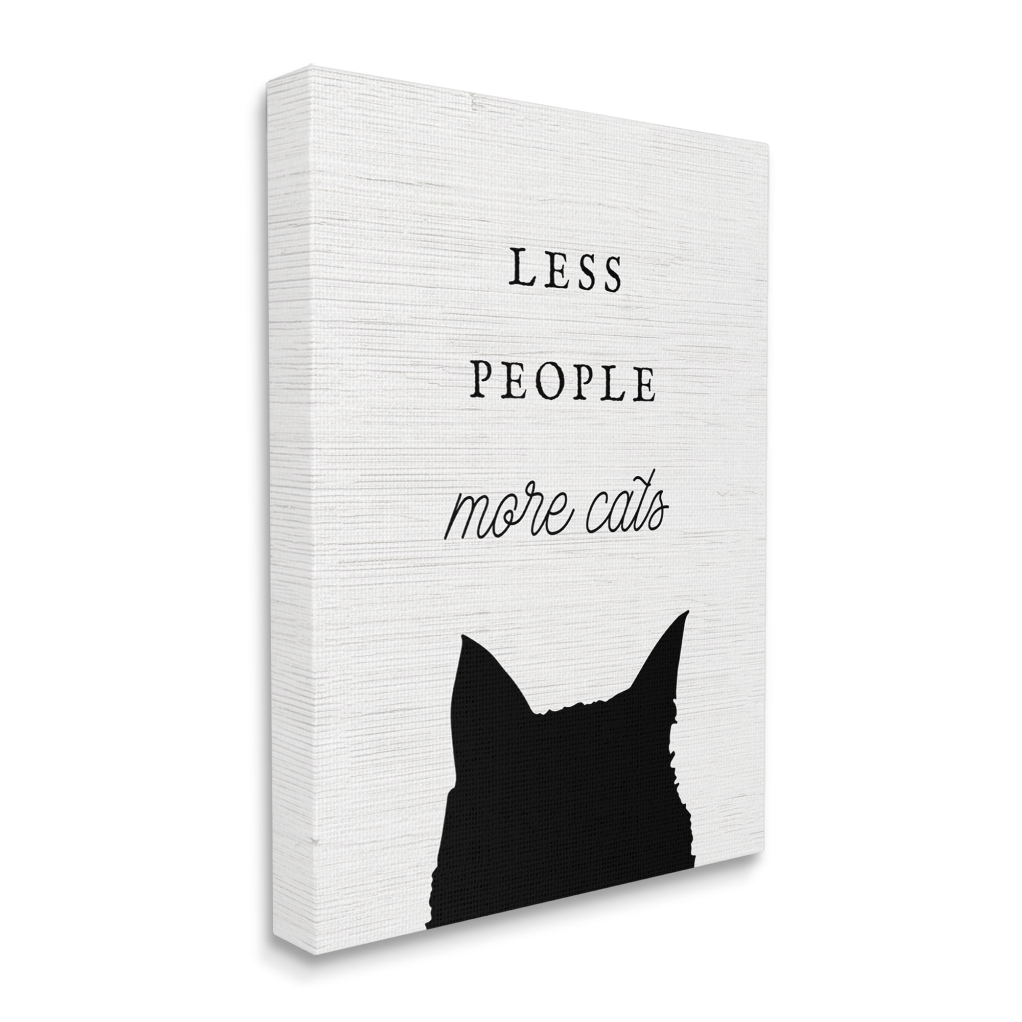Stupell Industries Less People More Cats Inspirational Painting Gallery Wrapped Canvas Art Print Wall Art, 24 x 30