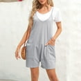 thumbnail image 3 of Baqcunre Womens Sleeveless Loose Spaghetti Strap Shorts Jumpsuit with Pockets,Color Grey,Size S-XXL, 3 of 8