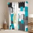 thumbnail image 3 of Geometric Square Window Curtains 52"Wx84"L Teal Grey Blackout Curtains Black Gray Turquoise Geometry Window Curtains Modern Abstract Lines Window Treatments 2 Panels Rustic Farmhouse Room Decor, 3 of 6