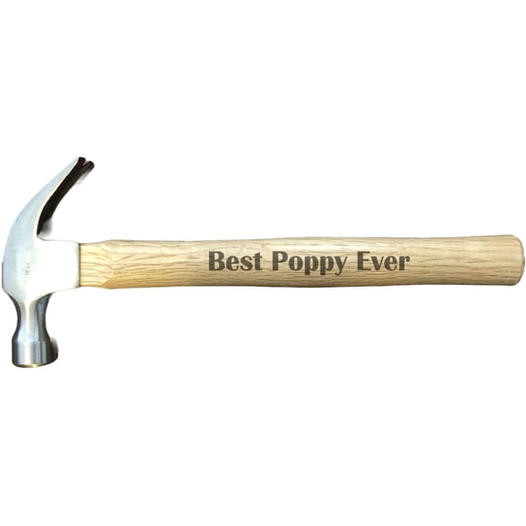 PrecisionNC Grandpa Gifts Best Poppy Ever Engraved Wood Handle 16 oz Claw Hammer Fathers Day Birthday Gifts