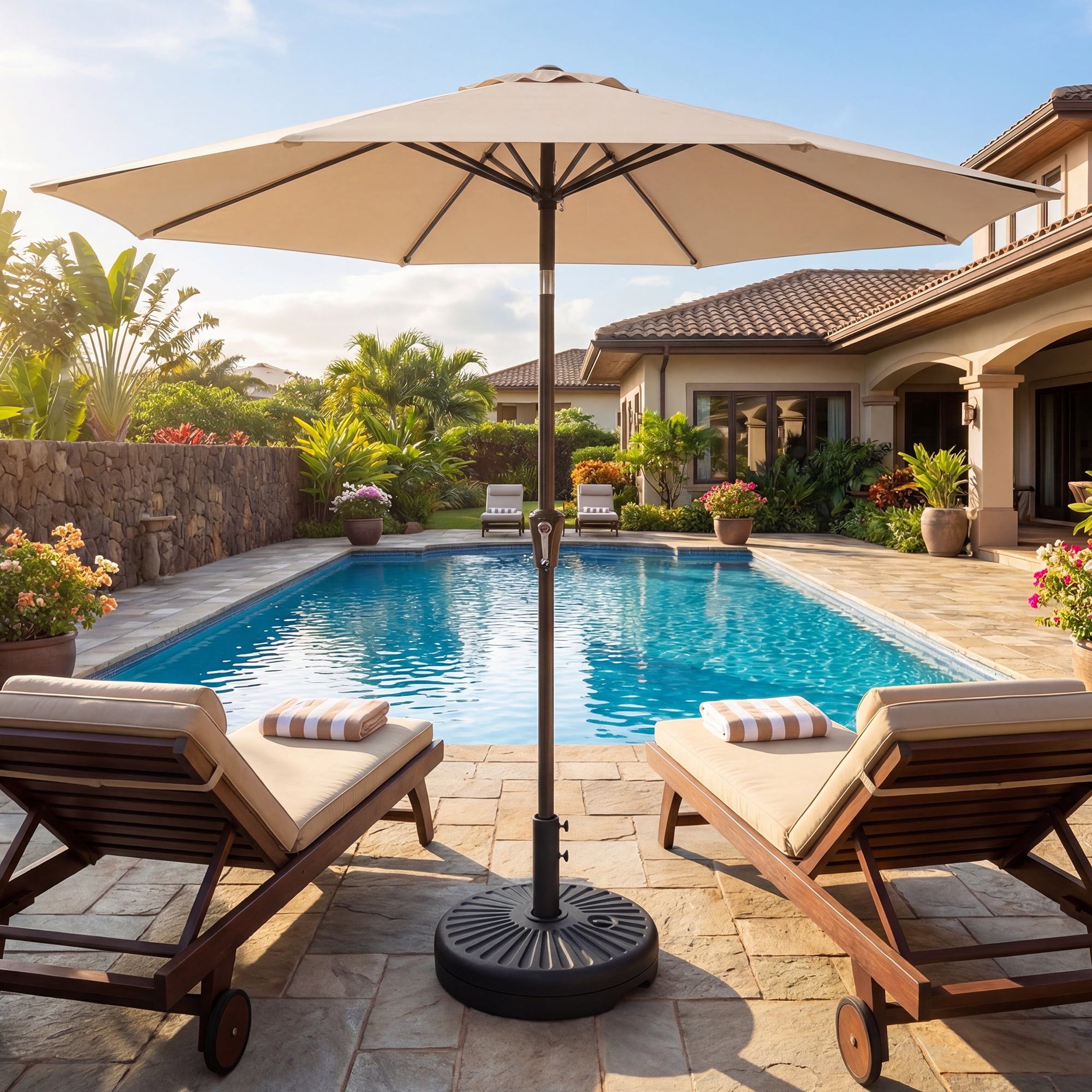 Napwant Fillable Patio Umbrella Base, Water and Sand Weighted Stand for Market Umbrellas, 81lbs, Compatible with 1.5–1.9 in Pole Diameter, Black