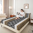 thumbnail image 3 of Erosebridal Black Brown Leopard Print Full Size Sheets 4-Piece For Boys Girls,Teens Traditional Floral Damask Bed Sheets, 3 of 5