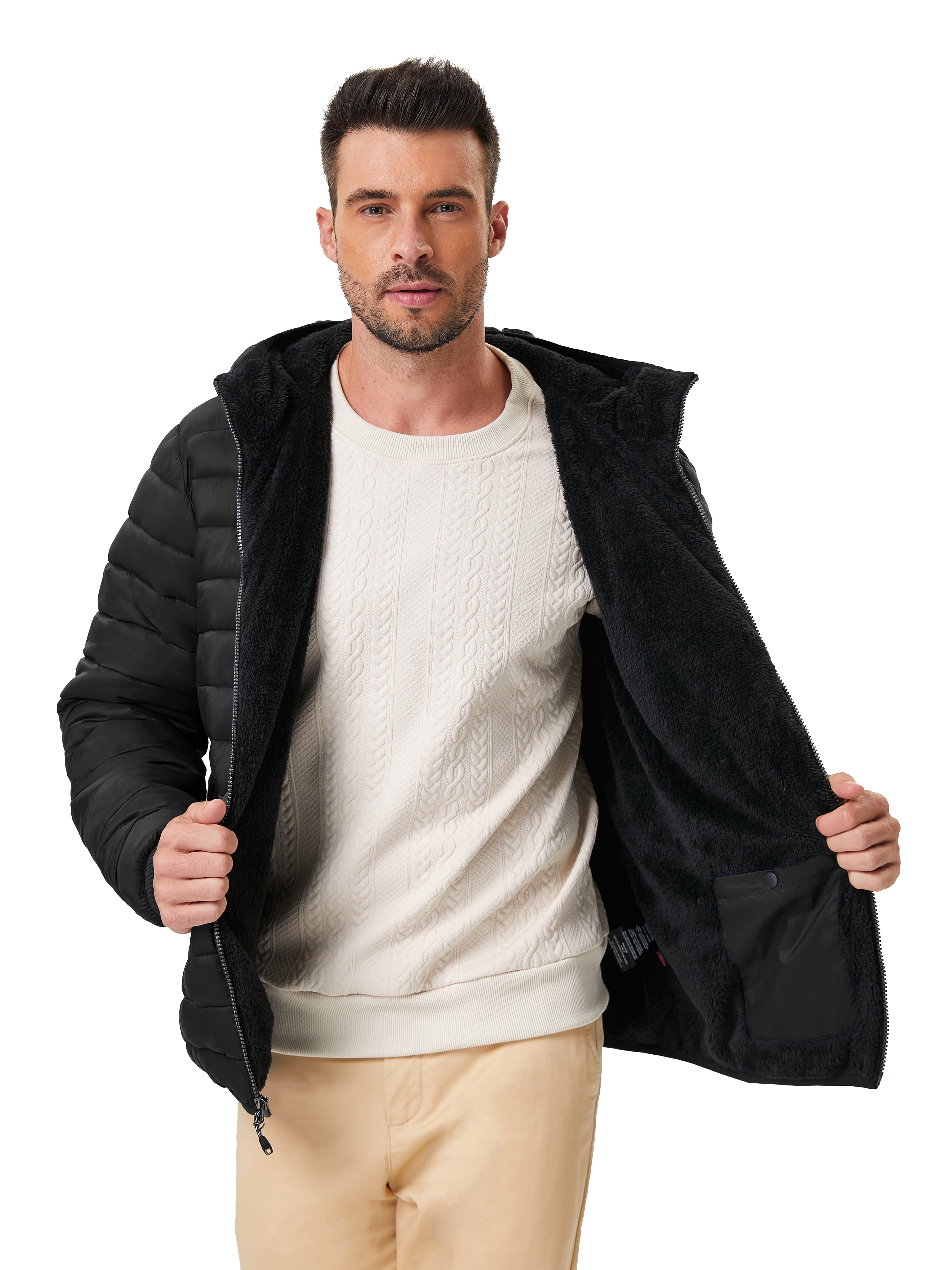 Hawke & Co Men's High Pile Fleece Lined Puffer Jacket, Sizes S-2XL