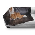 thumbnail image 3 of English Bulldog Soft Flannel Fleece Throw Blanket, Puppy Resting on a Sofa Funny Animal Photography Canine, Cozy Plush for Indoor and Outdoor Use, 50" x 70", Seal Brown White Brown, by Ambesonne, 3 of 6