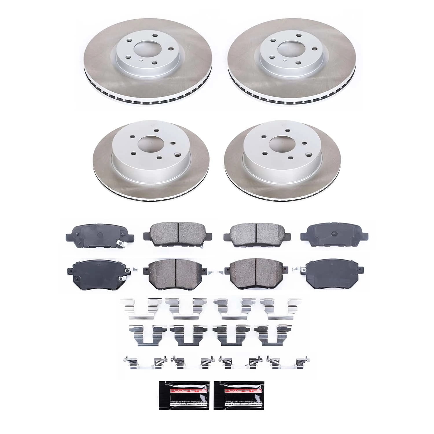 PowerStop Front and Rear Semi-Coated Rotor and Low-Dust Ceramic Brake Pad Kit SC119
