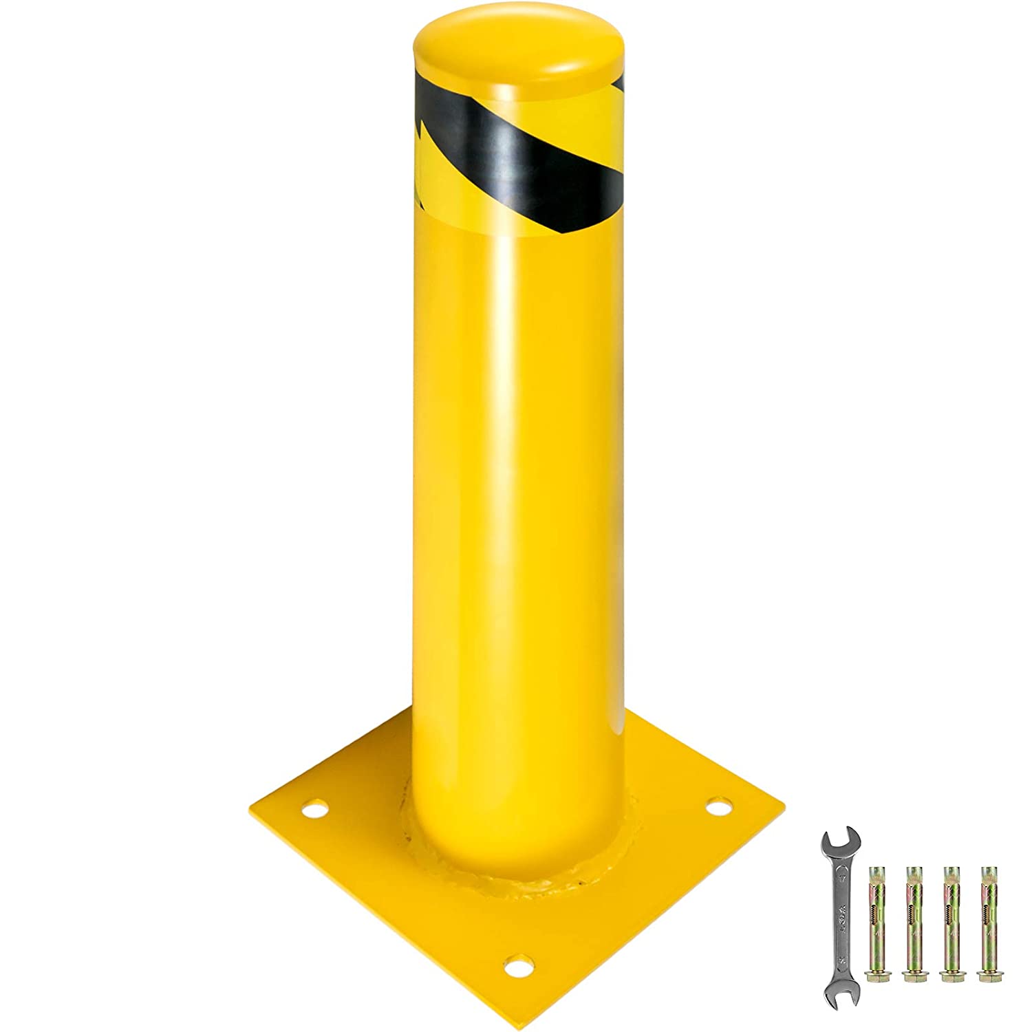 VEVOR Safety Bollard Steel Bollard Post 42"H 4.5"D Yellow Signs Pipe
