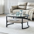 thumbnail image 2 of Evelyn&Zoe Winston 34.75" Wide Round Coffee Table, Blackened Bronze/Gray Oak, 2 of 7
