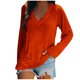 thumbnail image 1 of KIHOUT - Blusas casuales para mujer, liquidación 2024, moda clásica, blusa lisa con cuello en V, blusas básicas holgadas de otoño, blusas tipo túnica de manga larga, 1 of 4
