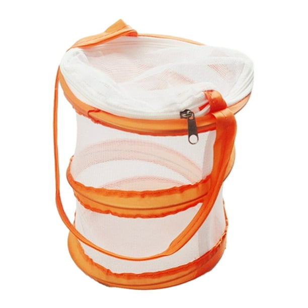 Naiovety Casa portátil de oruga para insectos, ligera y fácil de cuidar, jaula plegable de malla para insectos Jardín y Patio Naranja 14*18cm
