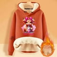 thumbnail image 2 of HUAXUN-Christmas Highland Cow Print Thickened Sherpa Hoodie,Women's Hooded Sweatshirt Thickened Velvet Cardigan, Autumn and Winter Warm and Stylish Christmas Apparel(F-Orange,M), 2 of 4