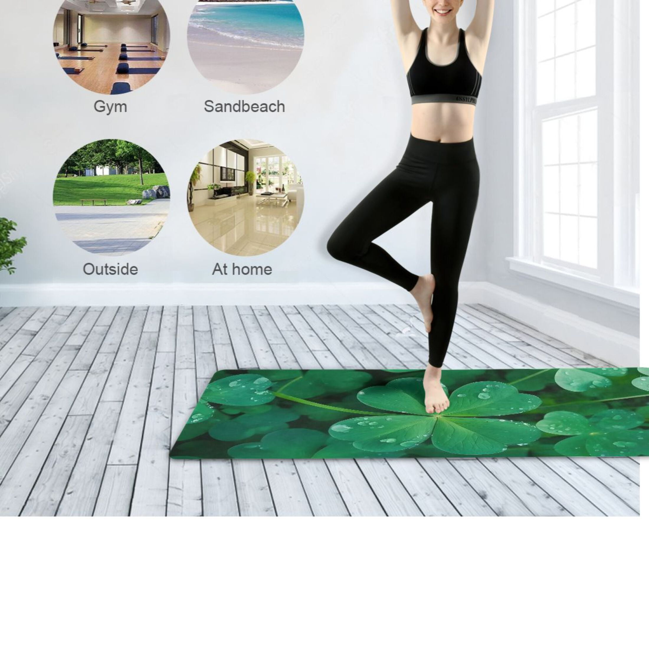 BZSMCE Yoga Mat Women Fitness Mat Lucky Clover Pattern