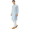 thumbnail image 2 of Cotton Kurta Pyjama Indian Traditional Printed Men (Sky Blue, XXL), 2 of 6