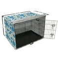 thumbnail image 6 of Floral Dog Crate Cover, Blooming Poppies Leaves Spring Tones Hand Drawn Sketch Repetitive, Easy to Use Pet Kennel Cover Small Dogs Puppies Kittens, 7 Sizes, Emerald and Deep Sky Blue, by Ambesonne, 6 of 6