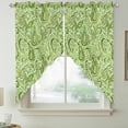 thumbnail image 2 of Vintage Green Swag Curtains for Kitchen/Bedroom/Living Room, Retro Botanical Abstract Art Scalloped Curtains 63 Inch Long, Rod Pocket Window Swag Topper Curtains Valances 2 Panels Set 36"x63", 2 of 8