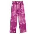 thumbnail image 5 of Tiweut Womens Valentines Pajamas Love Print Long Sleeve Button Up Tops And Pajama Pants Satin Casual Sleepwear Loungewear,C-Hot Pink,XL, 5 of 7