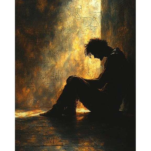 Paint by Numbers Kit for Adults-Man Sitting in the Corner- Beginner DIY Color by Number Set on Canvas Acrylic Oil Paintings Crafts, Gifts, Home Wall Decor (12 X 16 inches)-