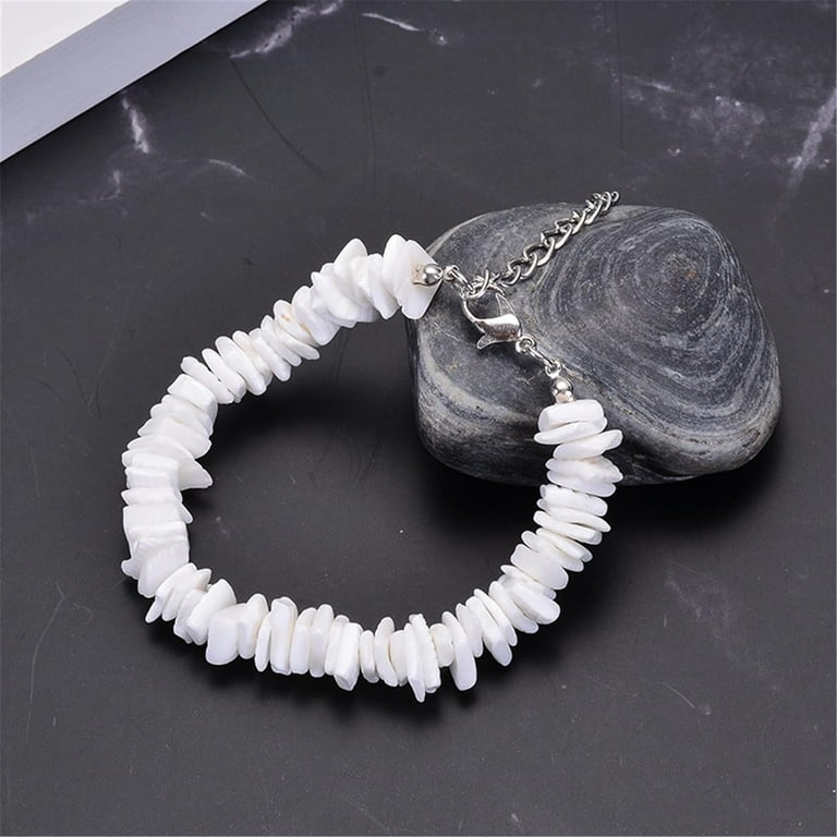 Set White Puka Shell Adjustable Chain Necklace Anklet Hawaiian