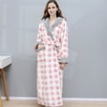 thumbnail image 4 of Hvyesh Flannel Fleece Robes for Women Soft Sleepwear Pajamas Dressy Plaid Print Patchwork Long Hooded Robe Full Length Bathrobes House Coat, 4 of 6