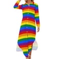 thumbnail image 2 of Robe Décontractée à Rayures Imprimé Drapeau de la Fierté Robes Esthétiques Manches Longues Mignonnes Col en V Imprimé Oversize Robe en Chiffon, 2 of 5