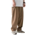 thumbnail image 2 of Men's Casual Pants Men's Loose Texture Basic Solid Color Pants Casual Long Brown XL, 2 of 8