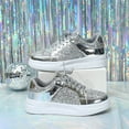 thumbnail image 3 of Dakaela Women's Glitter Tennis Sneakers Sparkly Rhinestone Dressy Running Walking Sequin Shoes Silver 8, 3 of 7