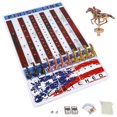 thumbnail image 1 of Juego de mesa de carreras de caballos con 11 caballos de metal de lujo Tablero de juego de madera engrosada que incluye dados y cartas Tablero de juego de carreras de caballos con estrellas y rayas, 1 of 6