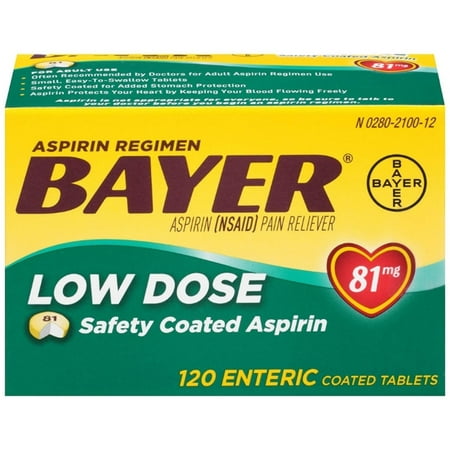6 Pack - Bayer spirin Regimen Low Dose 81mg Enteric Coated Tablets 120 ea