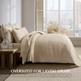 thumbnail image 2 of EVERGRACE Cotton Sateen Quilt Set King Size, Pre-Washed Cotton Channel Stitch Coverlet Bedspread, 3 Pieces Lightweight Soft Bedding Sets for All Season, with 2 Pillow Shams, Light Sand, 2 of 8