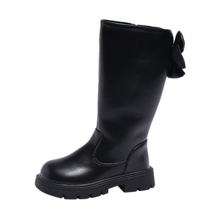 

Ediodpoh Children Boots Girls High Boots Autumn Winter Zipper Boots High Boots Bowknot Boots for Girls Black 3