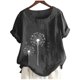 thumbnail image 4 of Blusa informal de cuello redondo para mujer, blusa suelta con estampado de manga corta Pompotops hfajkhk129148, 4 of 6