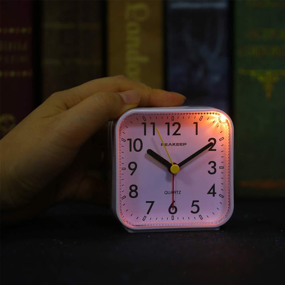 Ultra Small Peakeep Battery Travel Alarm Clock with Snooze Light Silent 