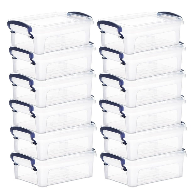 Superio Clear Plastic Storage Bins with Lids, 1.25 Quart (12 Pack