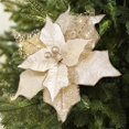 thumbnail image 1 of Alupssuc 10 PCS Flor de Pascua con Brillo Dorado Champán 23 cm, 1 of 7