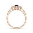 thumbnail image 2 of ANGARA Natural 3 Stone Oval Blue Sapphire and Half Moon Diamond Ring in 14K Rose Gold for Women (Size-7x5mm) | September Birthstone, Anniversary, Jewelry Gift for Women | Natural Blue Sapphire Ring, 2 of 9